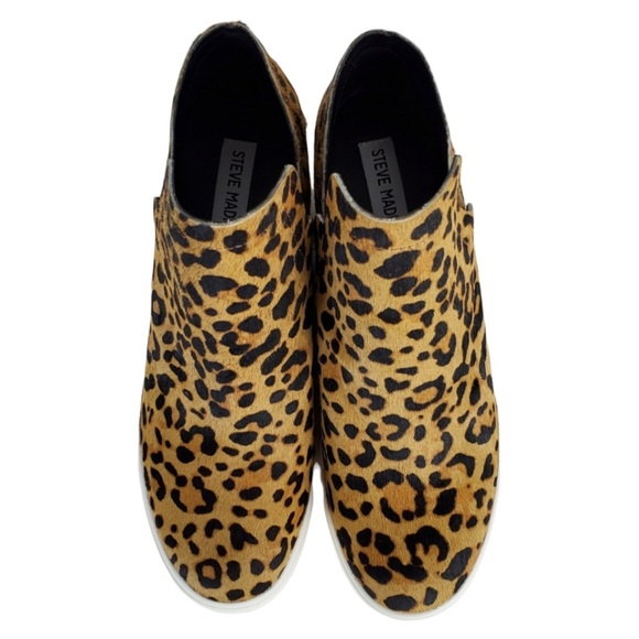 *LIKE NEW* STEVE MADDEN Wrangle Platform Wedge Sneaker Cheetah Print Cow Hair —8 - Picture 8 of 16